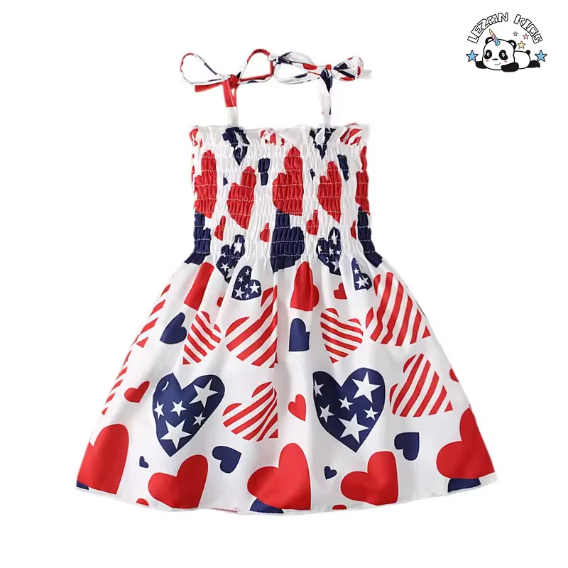 LEZONKIDS - 2024 Summer High Quality Independence Day Girls Dresses 2-12 Children Clothing Kids Dresses for Girls